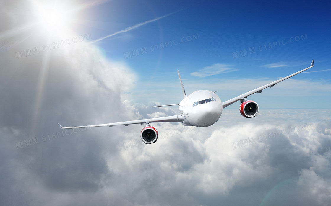 穿行在云层中的航空飞机背景素材