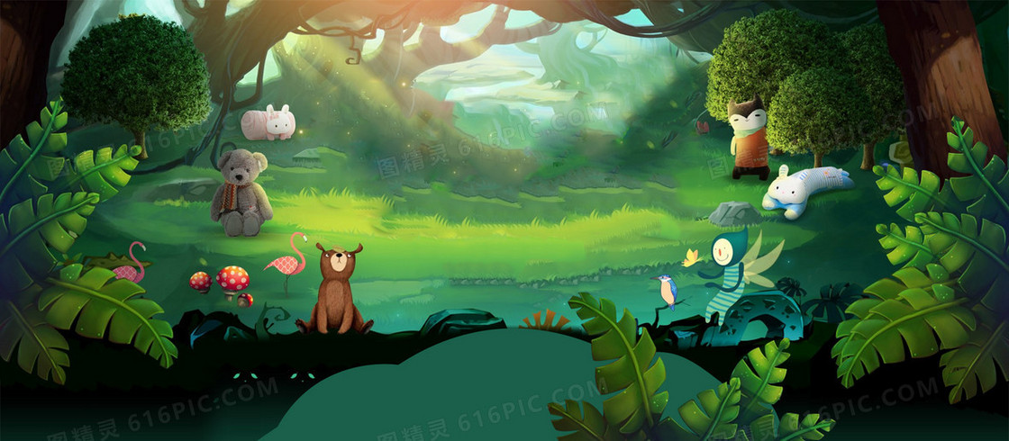 春天出游踏青梦幻神秘绿banner