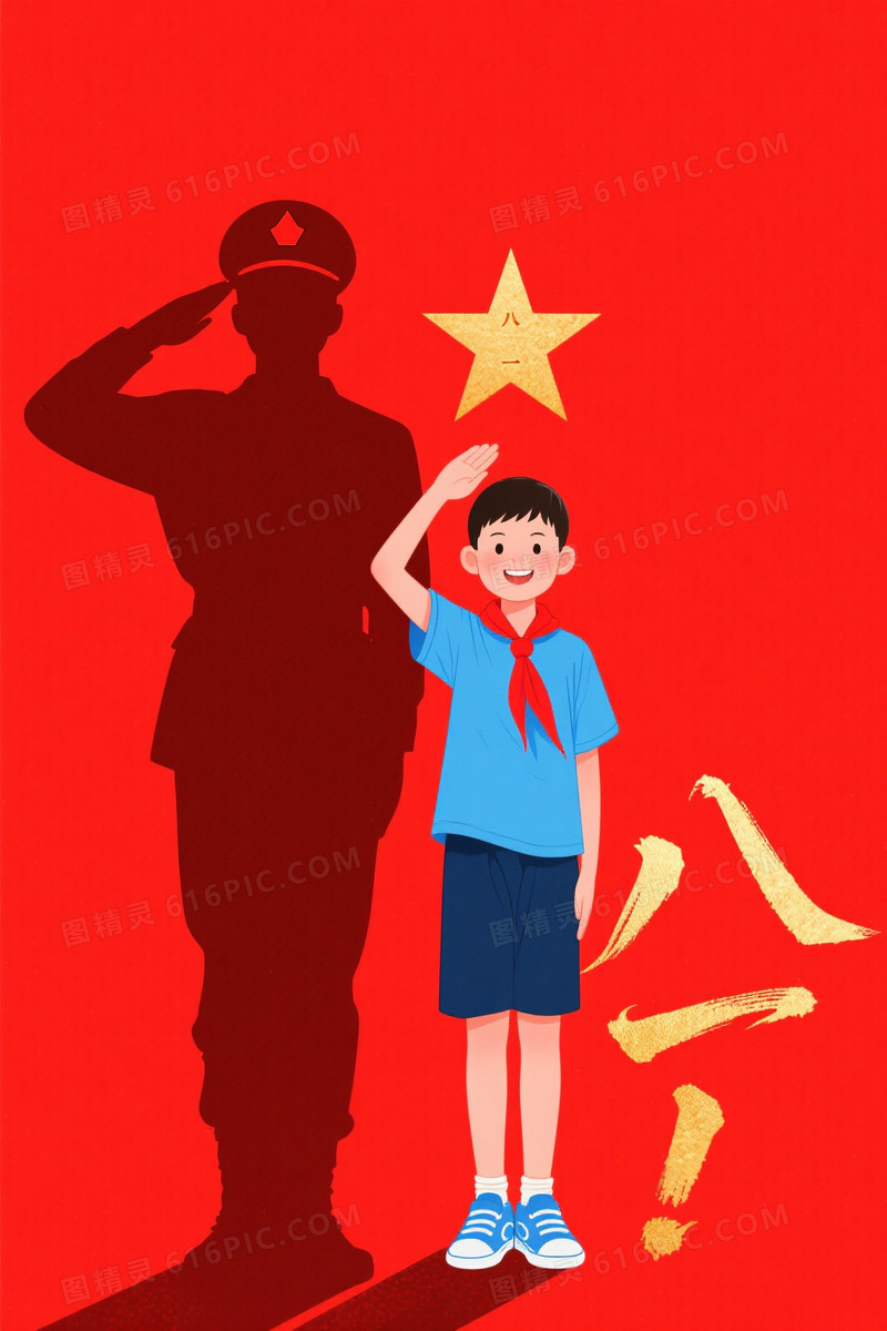 红底扁平少先队员敬礼背景