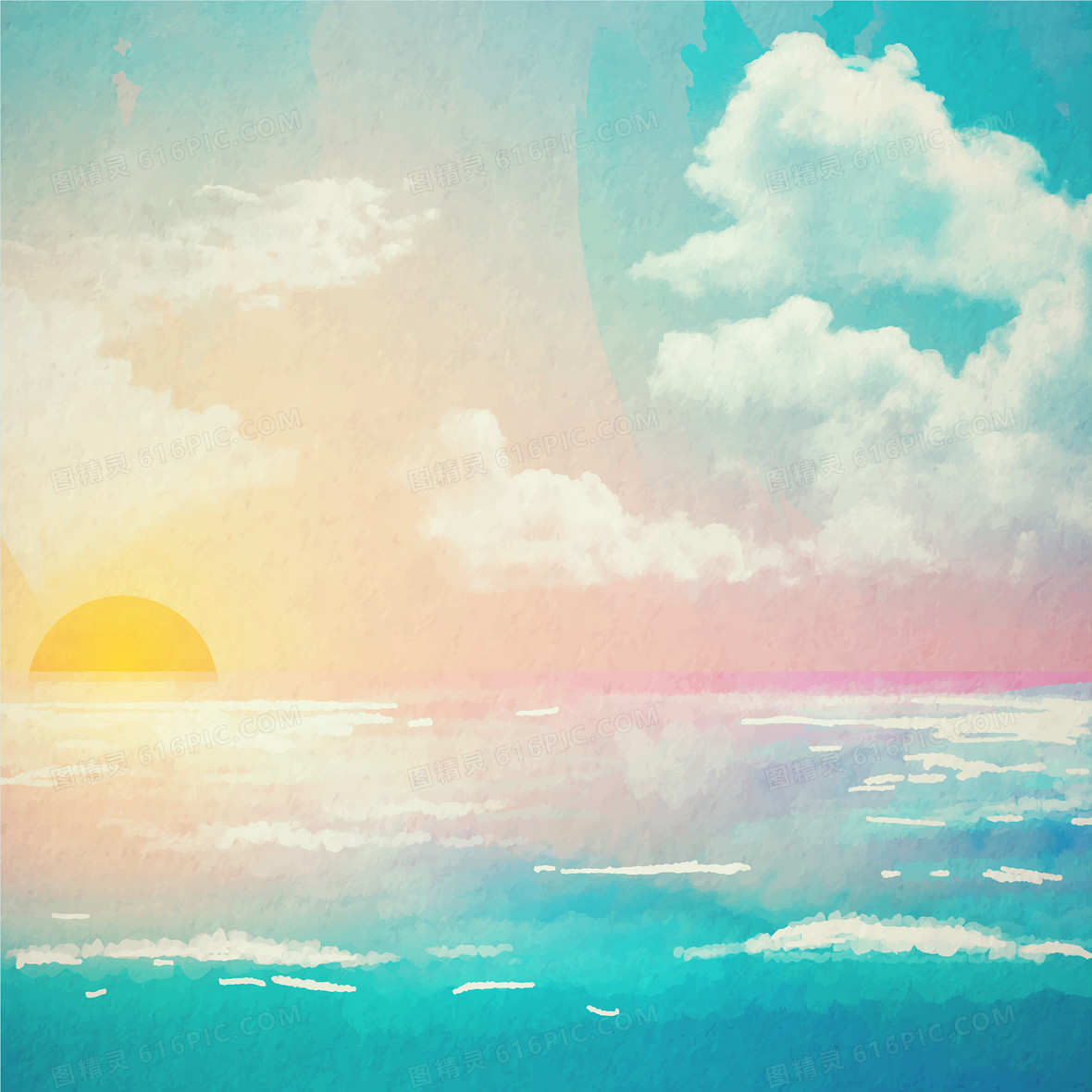 卡通日出