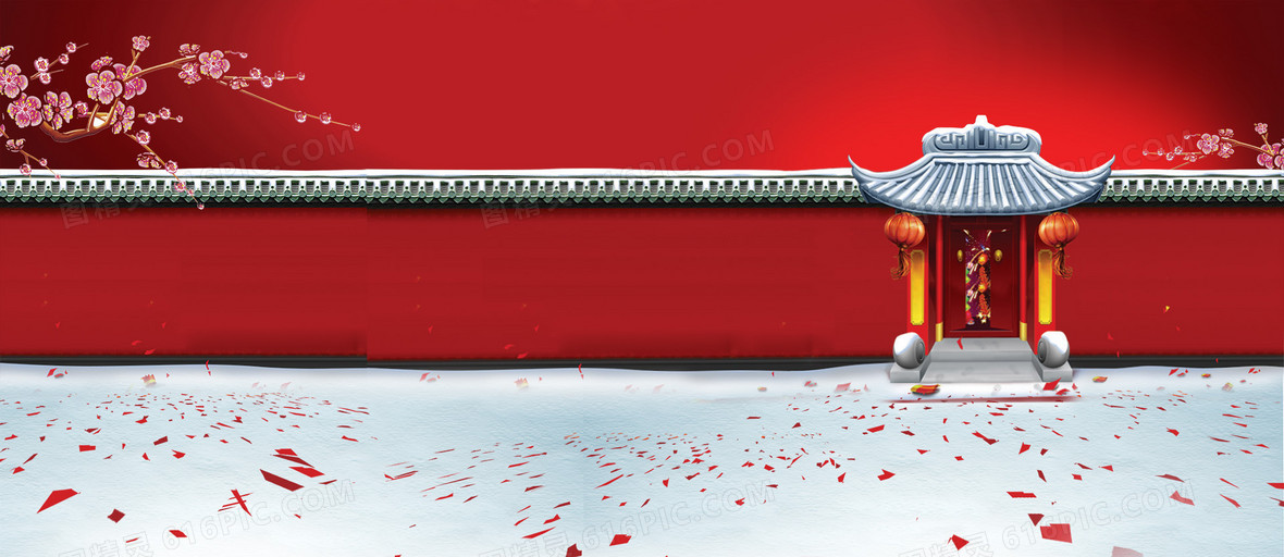 中国风城墙banner背景