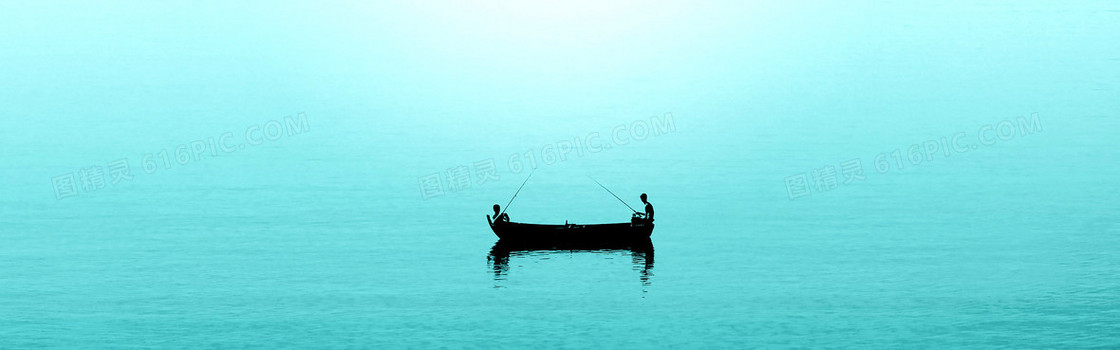 绿色简约大气钓鱼banner背景
