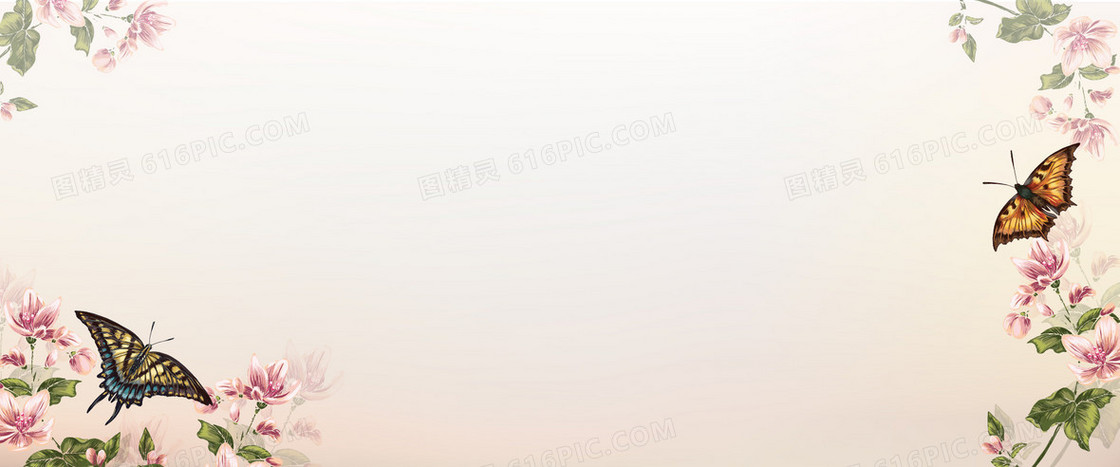 鲜花蝴蝶背景