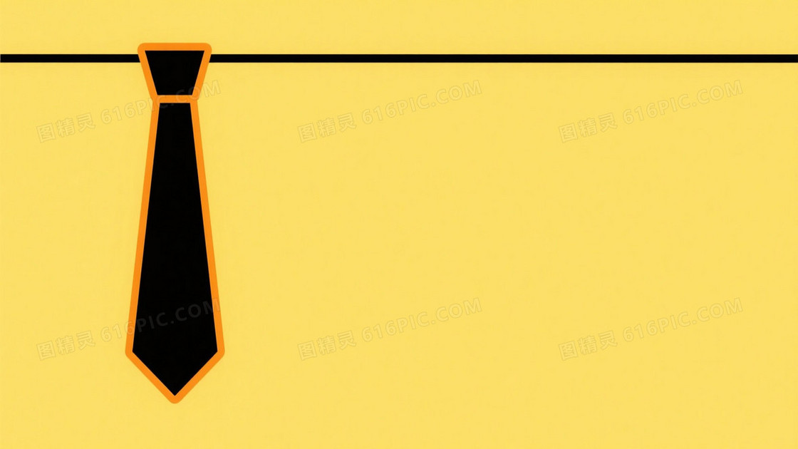 明黄极简黑线领带背景