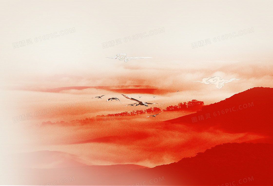山水中国风企业画册封面背景素材