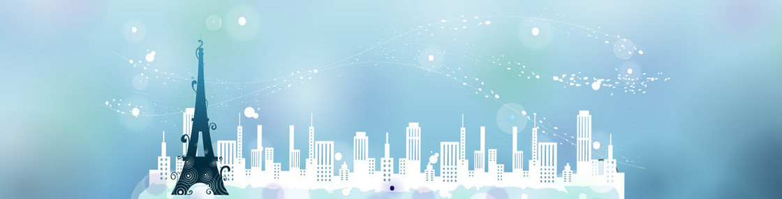 卡通扁平清新浪漫埃菲尔铁塔背景banner