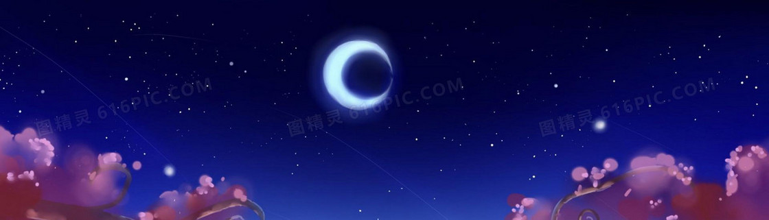 夜色 星空 宇宙 月亮 花朵 浪漫 梦幻