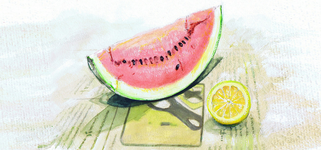 西瓜手绘插画