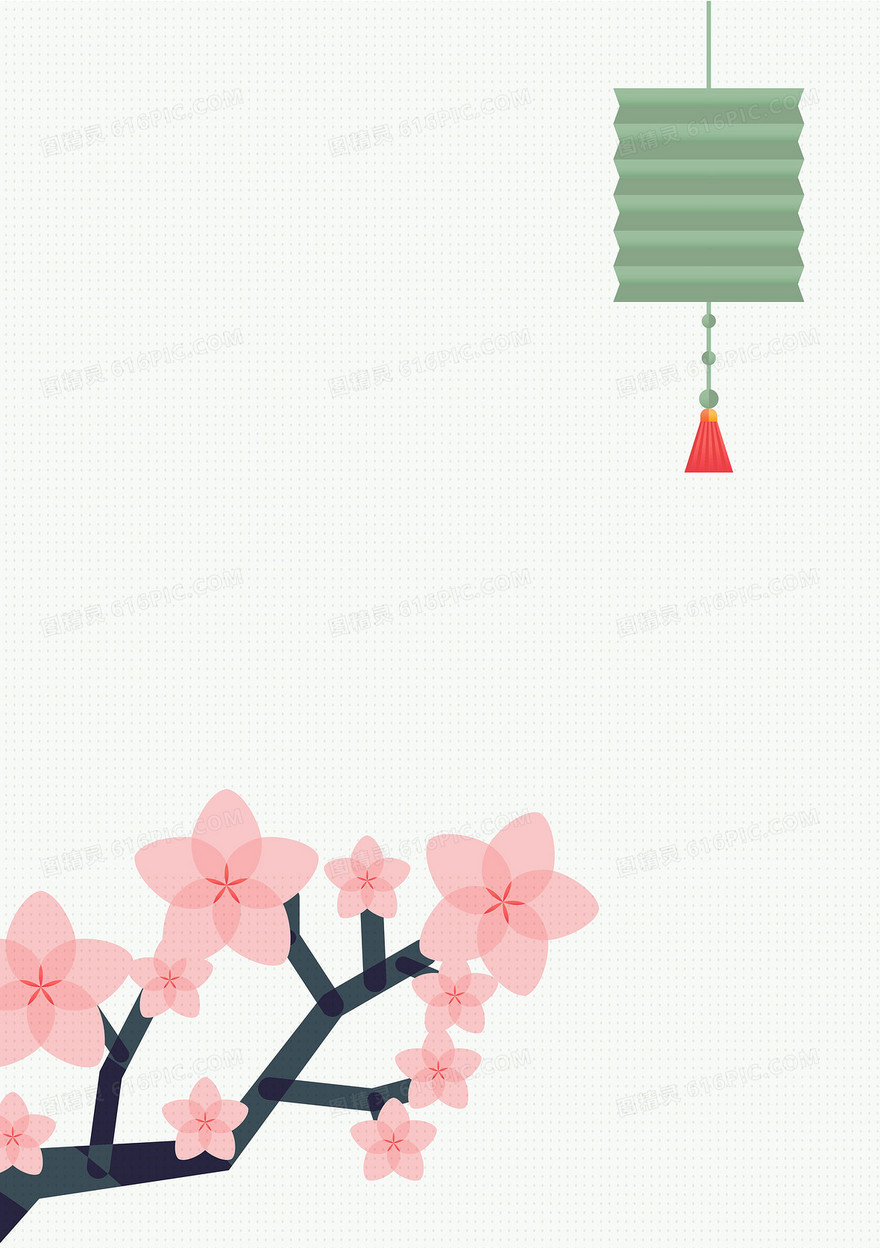 矢量日系樱花纸灯笼节日背景