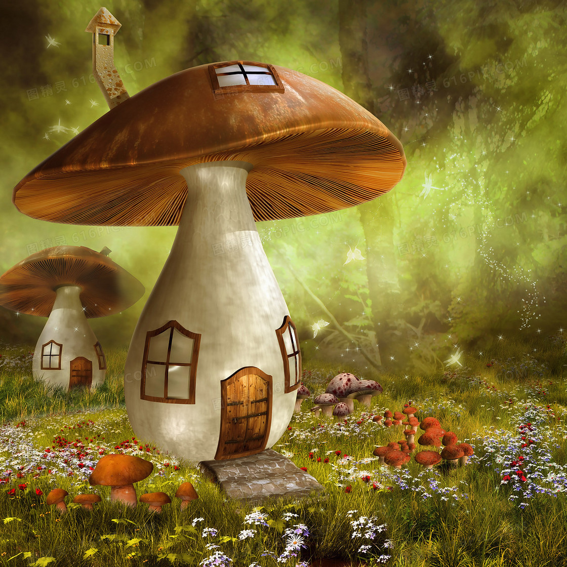 格林童话蘑菇城堡背景
