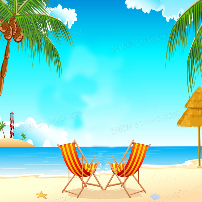 阳光沙滩海水椰子树背景