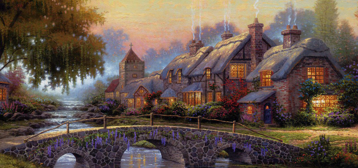 欧式田园风格油画背景