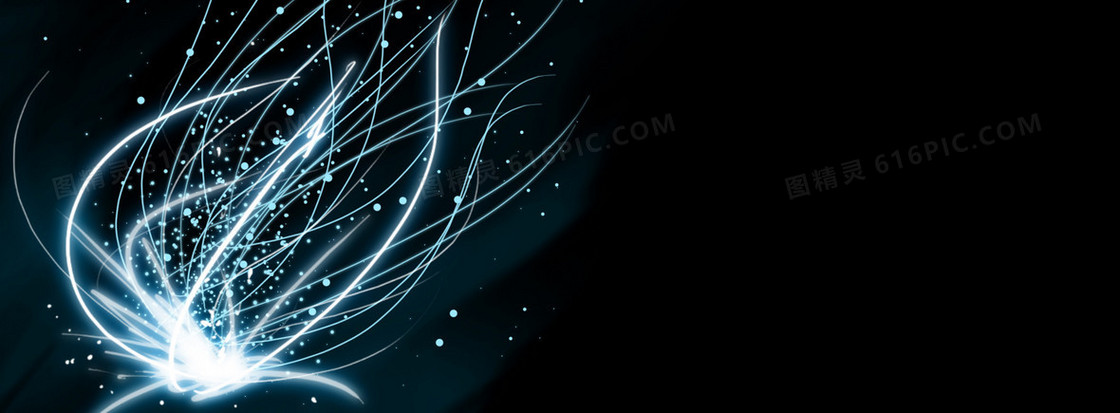 黑色梦幻光束花背景banner