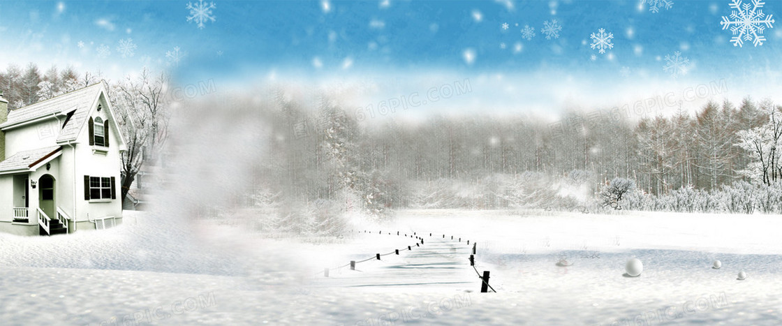 树林冬季雪景背景