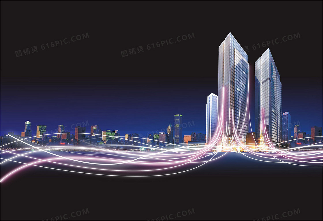 繁华夜景都市地产广告背景
