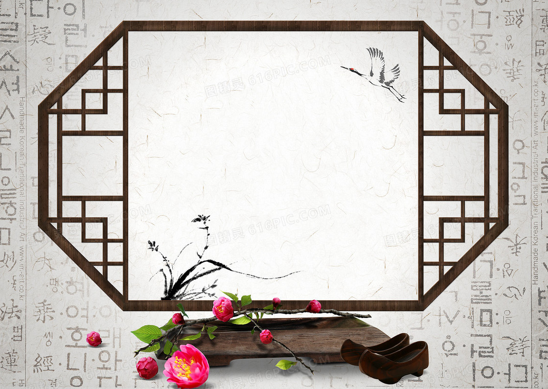 中国风古典传统置物架屏风背景素材