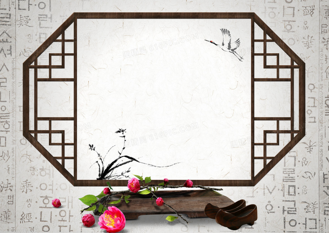 中国风古典传统置物架屏风背景素材