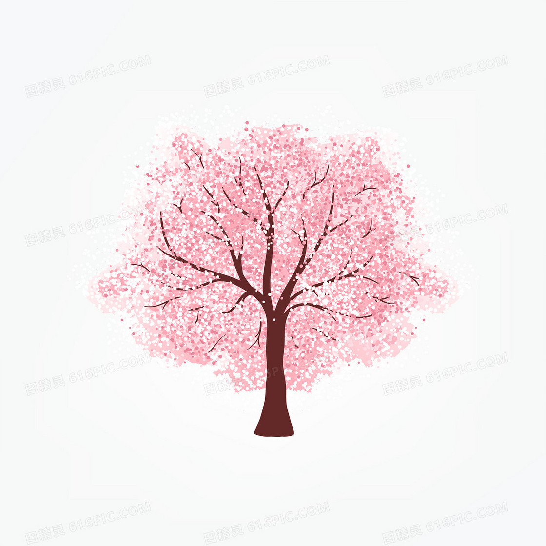 粉色樱花树设计矢量背景素材
