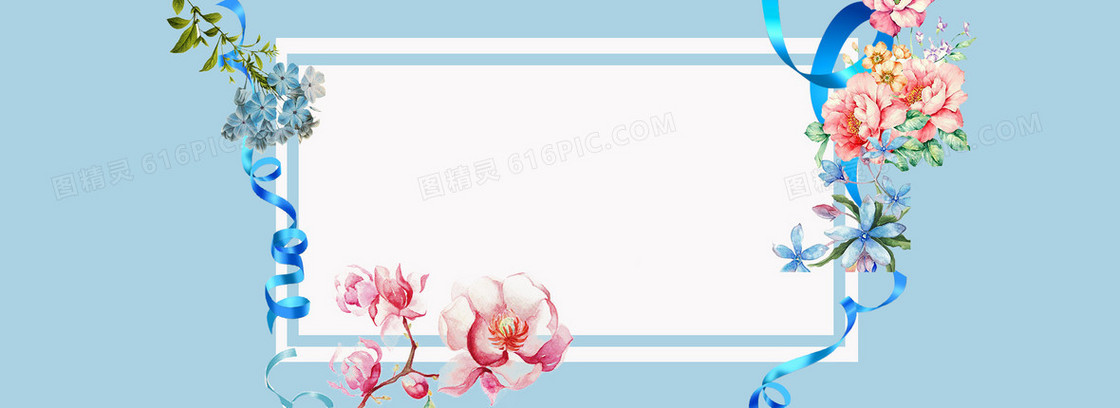 春季清新蓝色化妆品海报背景