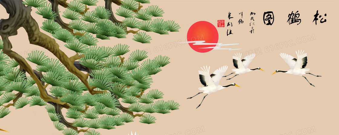 送松鹤图淘宝网站背景图
