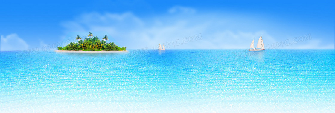 蓝色海洋背景海报