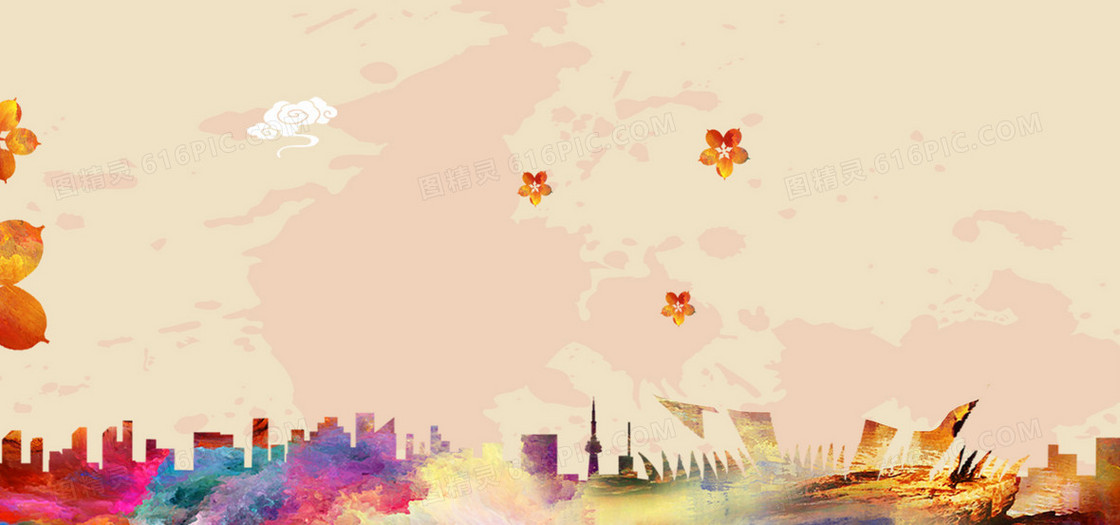卡通中国风水彩新年背景banner