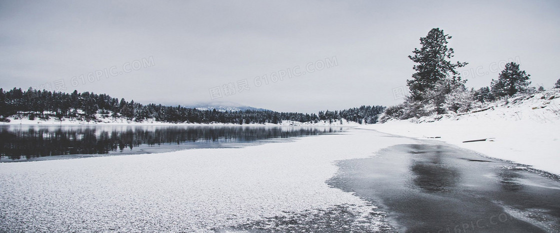 淘宝羽绒服冬季雪景背景banner