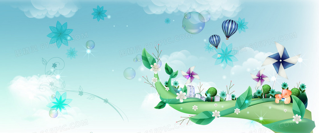 绿色植物的童话世界banner背景