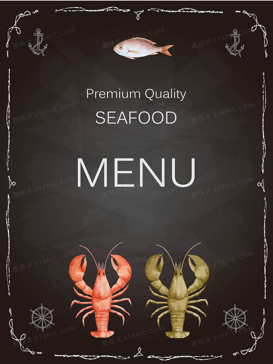 两只虾菜单海报背景模板