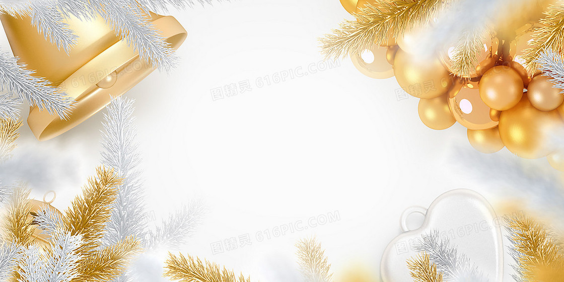 圣诞节铃铛素材金色海报
