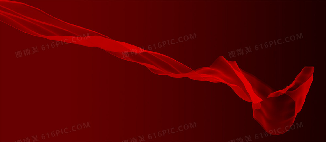 红色丝绸飘带大气淘宝海报banner