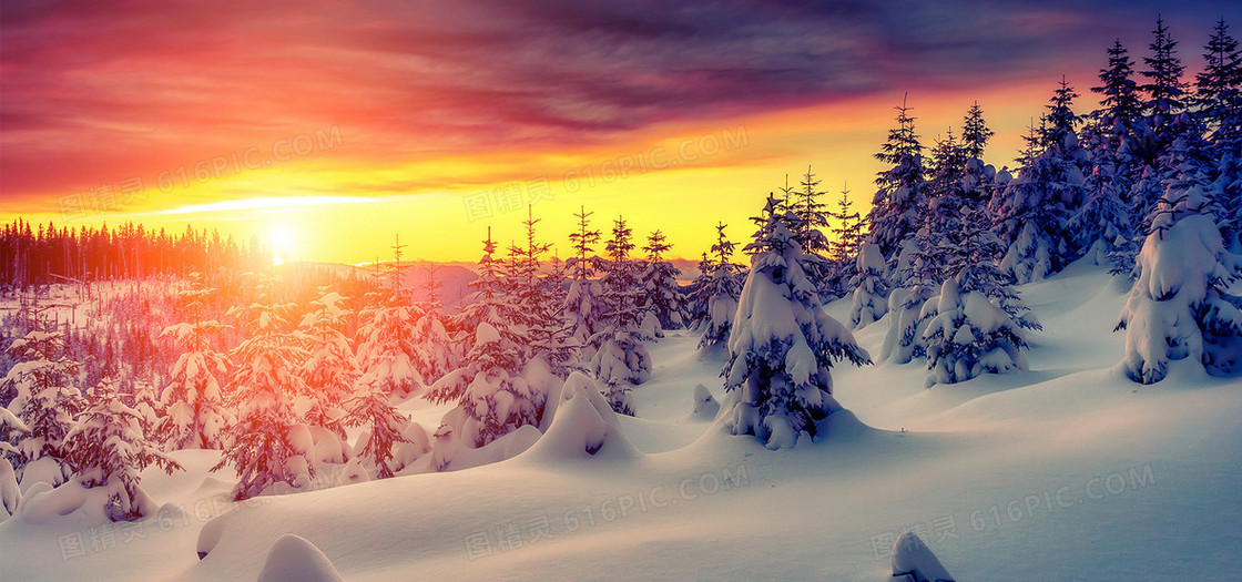 雪球雪山浪漫彩色海报背景