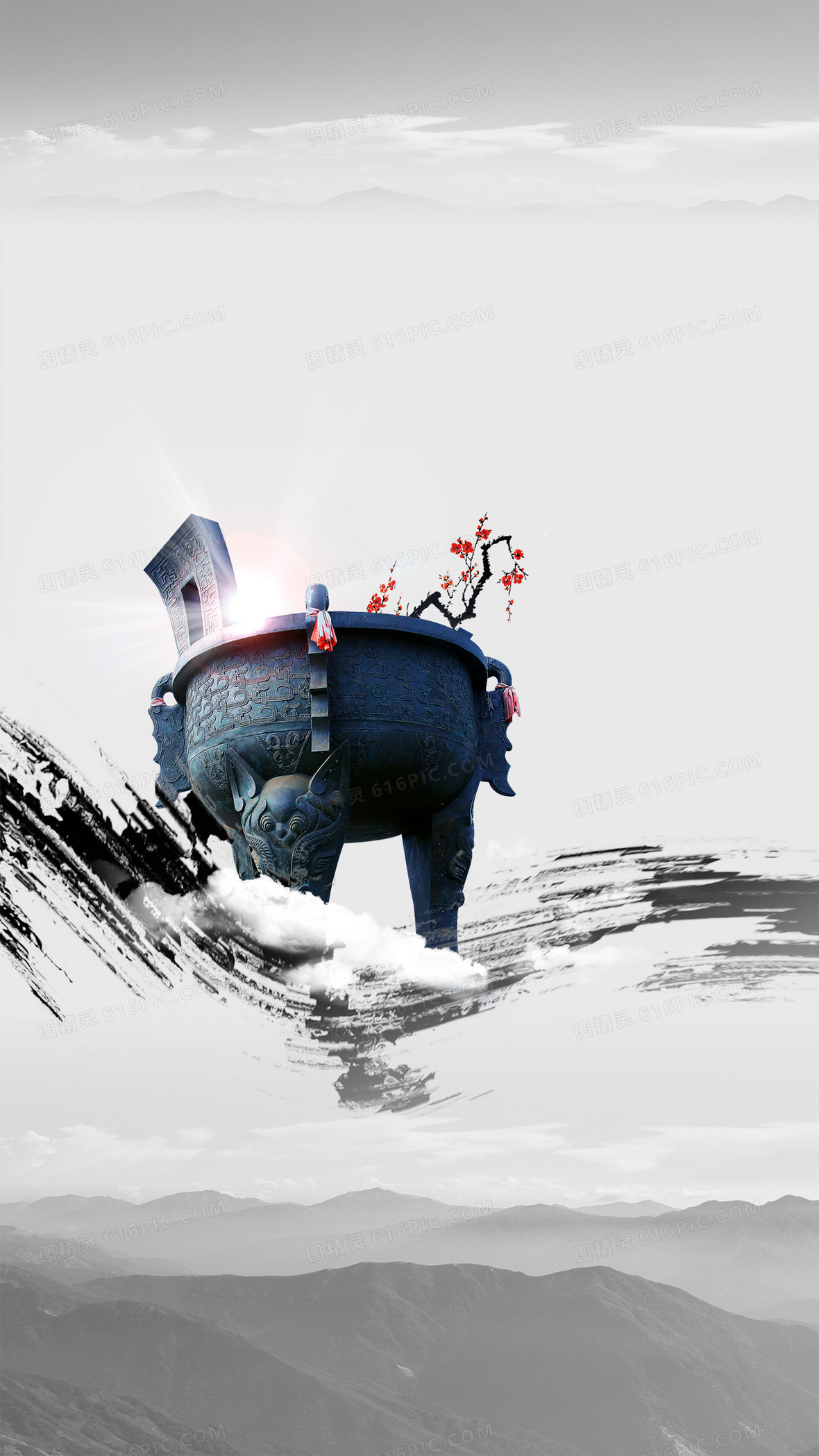 水墨复古诚信文化h5背景素材