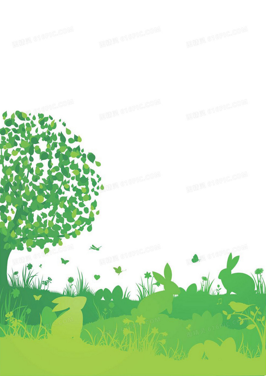 扁平化植树节绿色环保公益海报背景素材