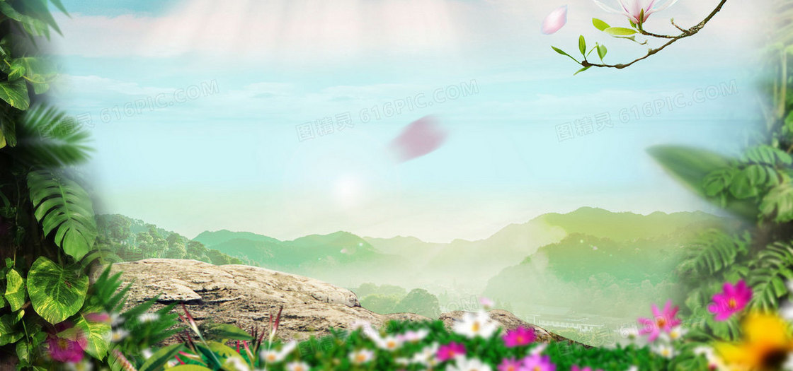 花卉远山