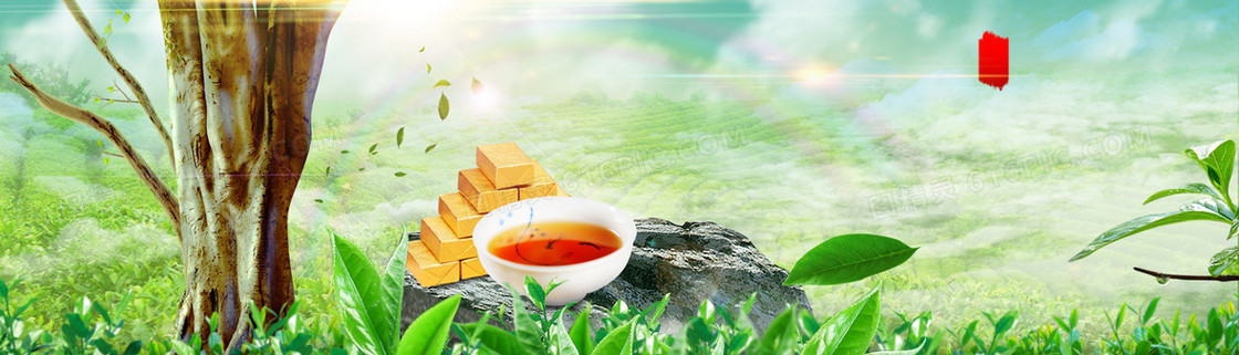 简约清新绿茶海报