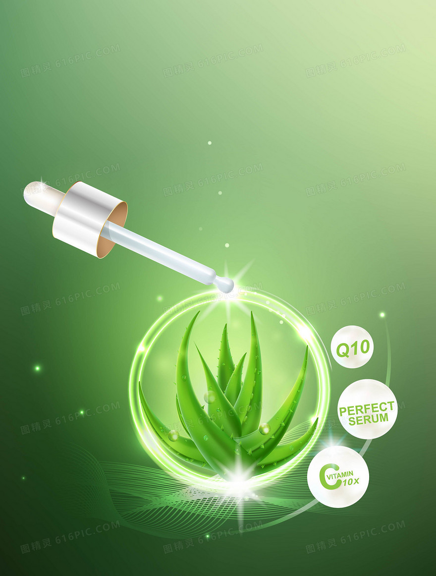 矢量芦荟美容科技生物炫光背景