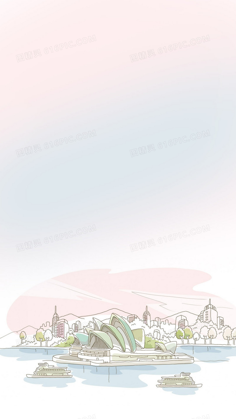 卡通悉尼歌剧院背景