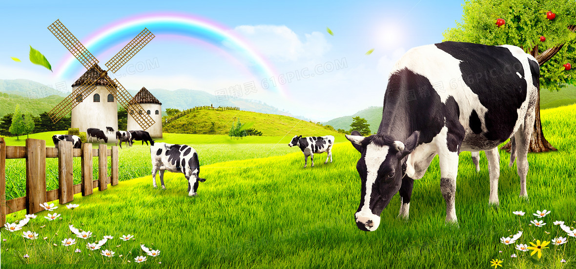 风车云朵简约设计黄色海报banner背景图片下载_1920x600像素jpg格式