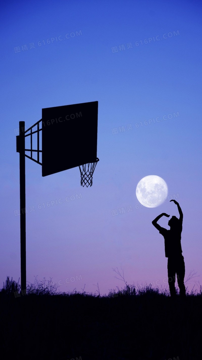 月夜下打篮球H5背景