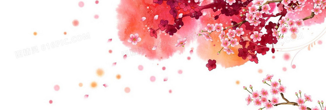 小清新水彩墨梅花中国风背景banner