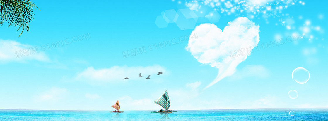 海上帆船清新背景banner