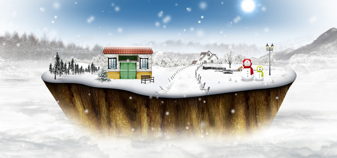 精美创意圣诞节雪景背景