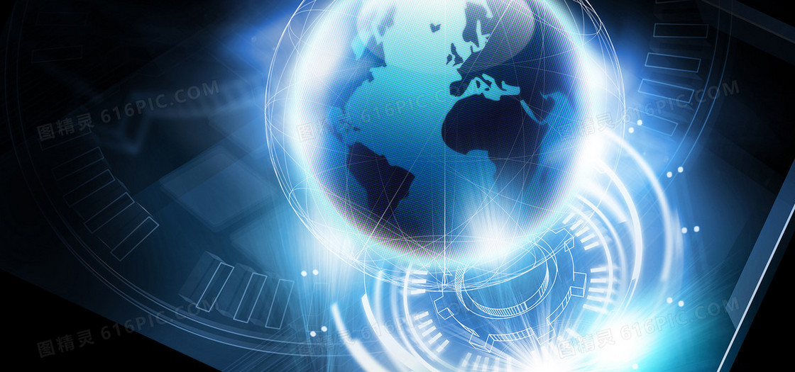 蓝色科技梦幻地球地图背景banner