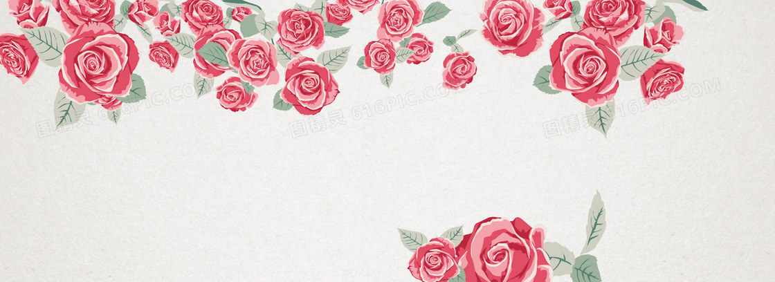 小清新文艺水彩手绘玫瑰花朵背景