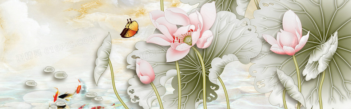 中国风工笔荷花