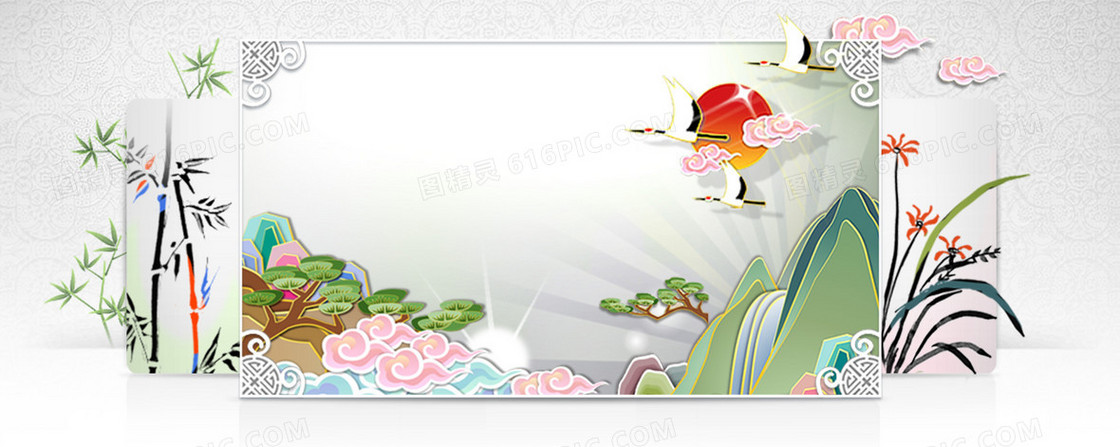 卡通中国风清新网站背景banner
