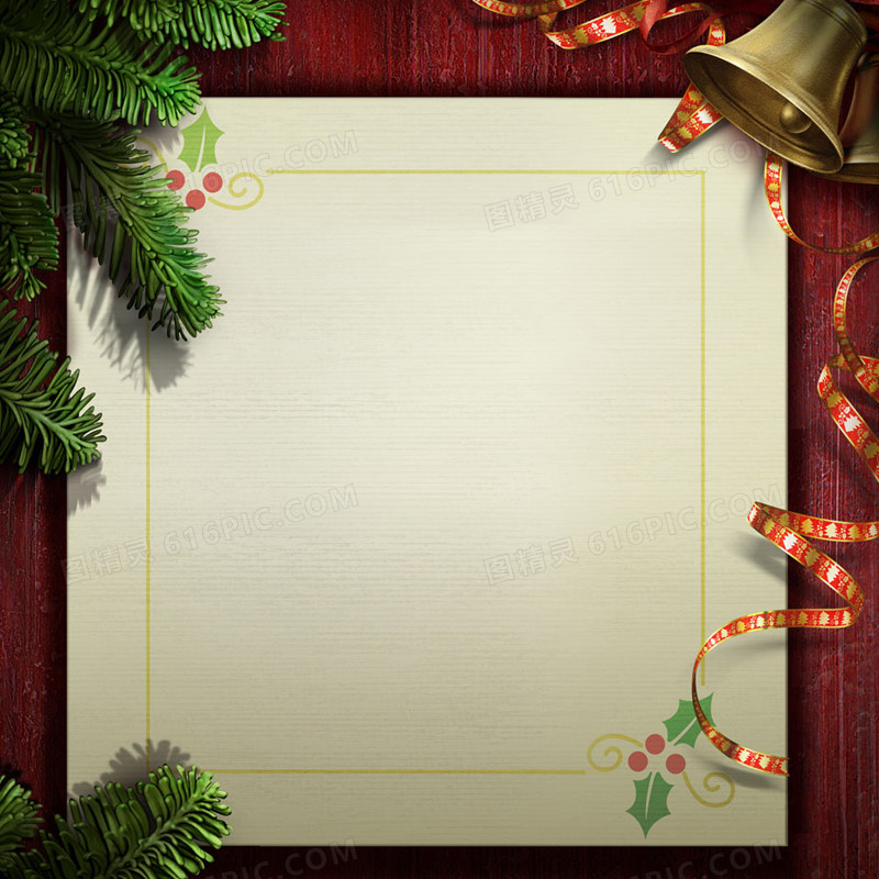圣诞节树枝边框背景图