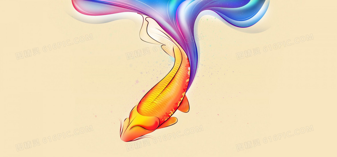 炫彩 浅色 纹理 鱼 线条 背景banner