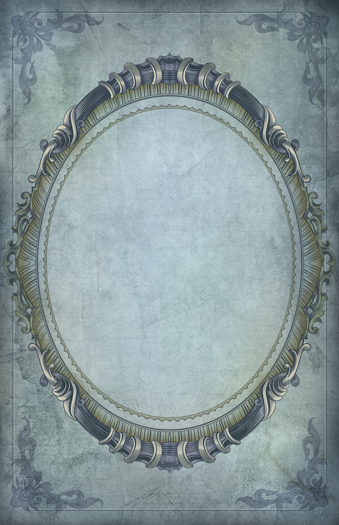 复古欧式边框华丽花纹海报背景